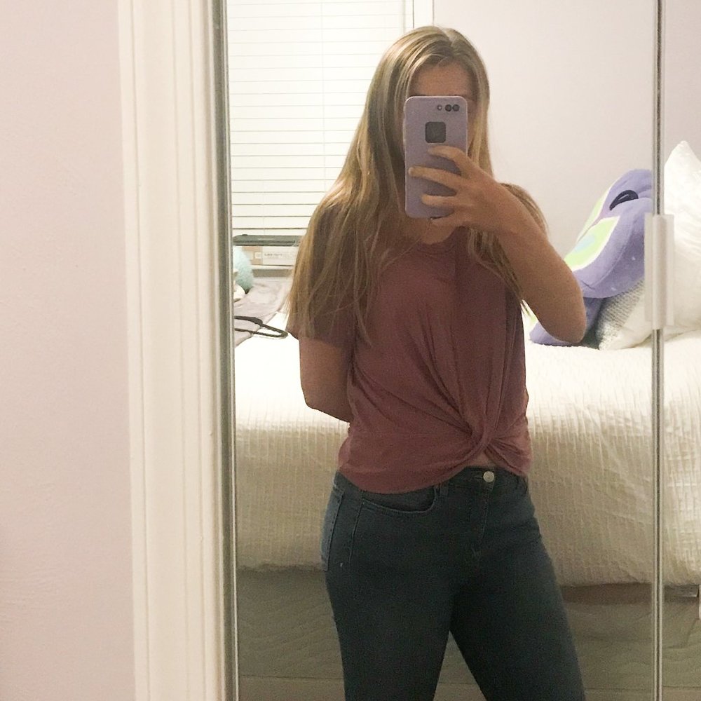 Pinkish-Purple Top with Twist at Bottom